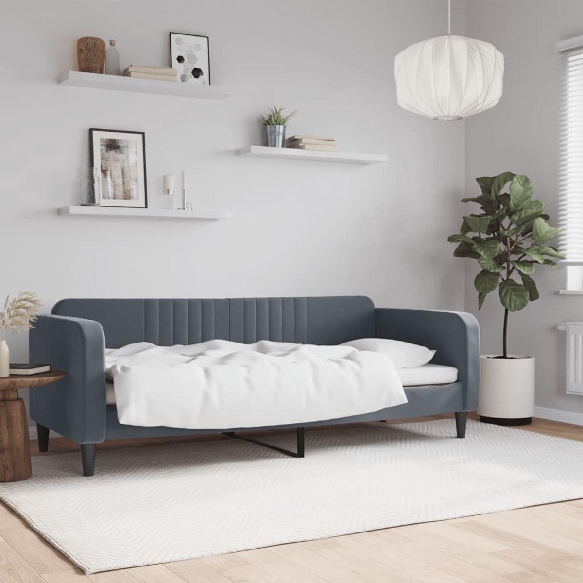 Sofa Bed Dagbed Fluweel Donkergrijs 80x200 cm