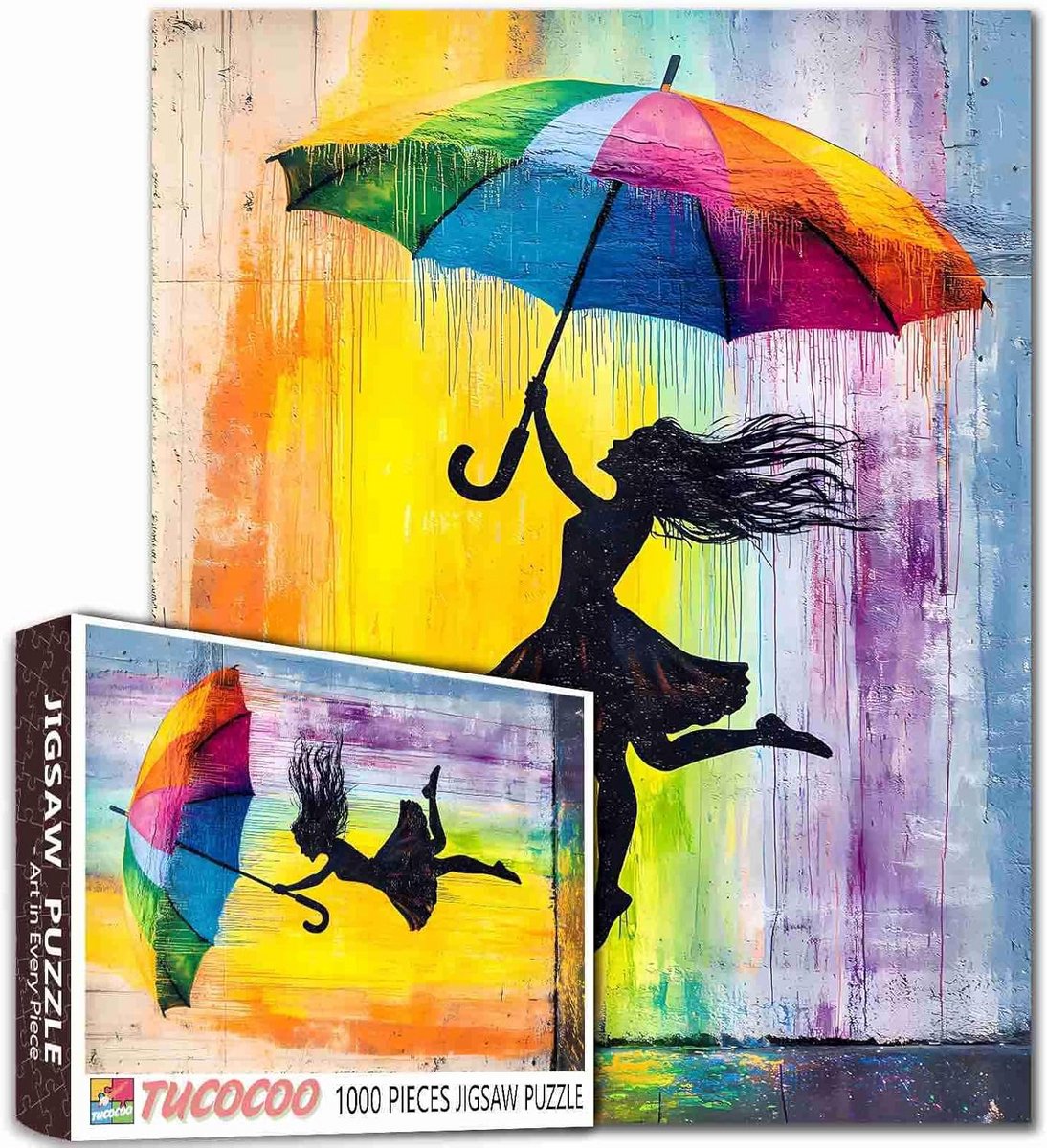1000 Delen Legpuzzel Kunst Meisje met Paraplu Uitdagende Activiteit