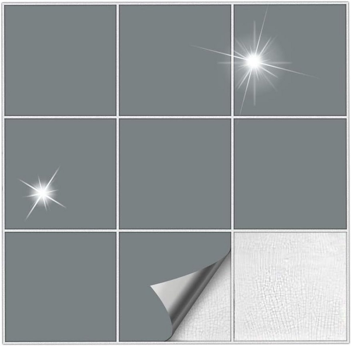 Glanzende Tegelstickers Grijs Patroon - 15x15 cm - 50 stuks - Zelfklevende Wandtegel Stick