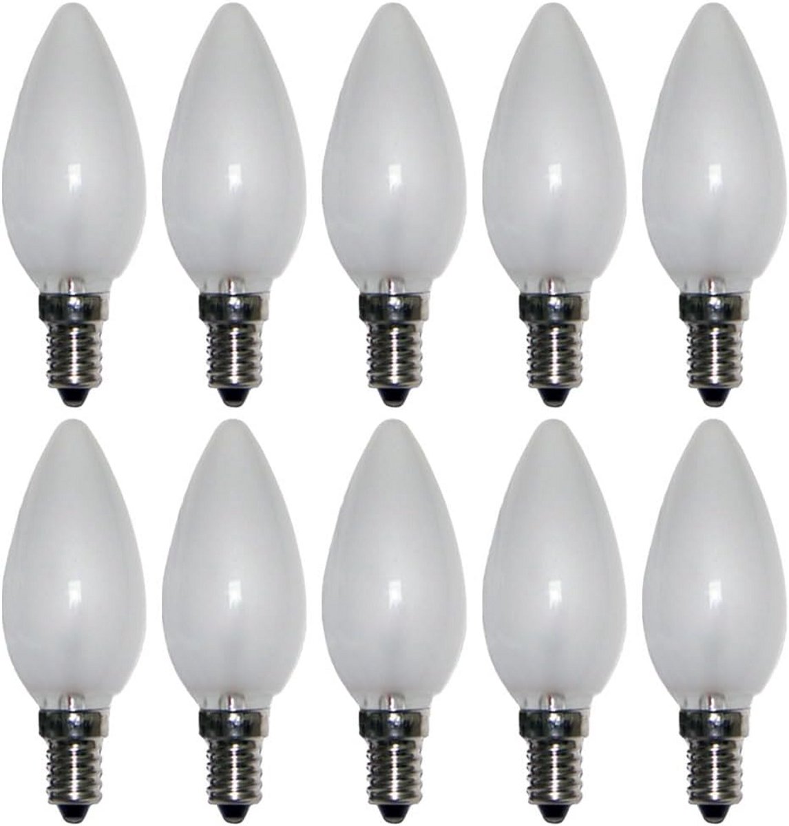 Set van 10 Dimnbare LED Kaarslampen E14 Fitting 25W Warm Wit Licht 230V