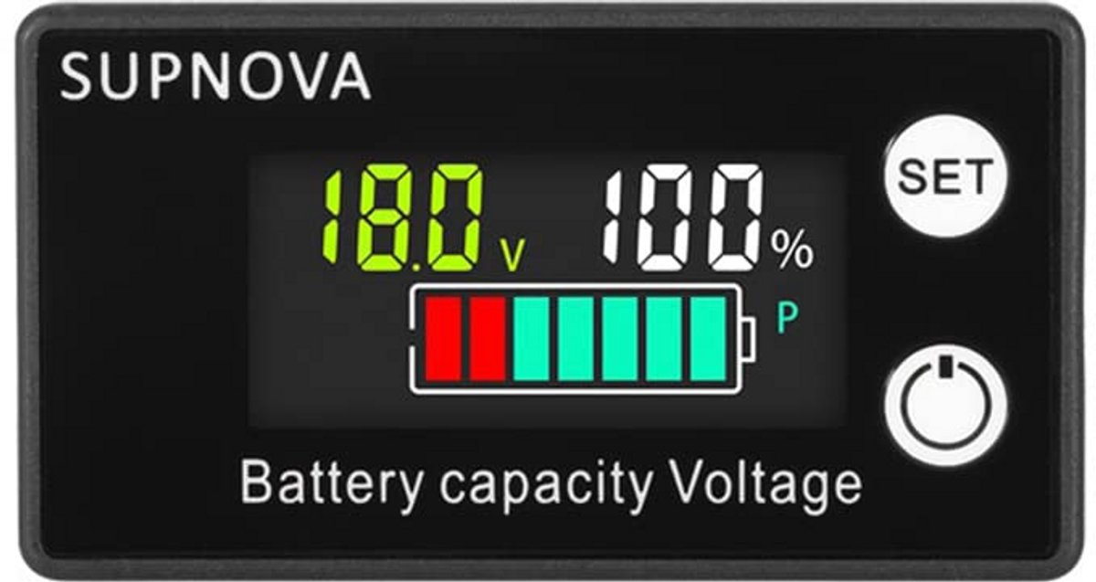 Digitale Batterijcapaciteit Voltmeter met LCD-Display en Alarm voor Diverse Spanningen