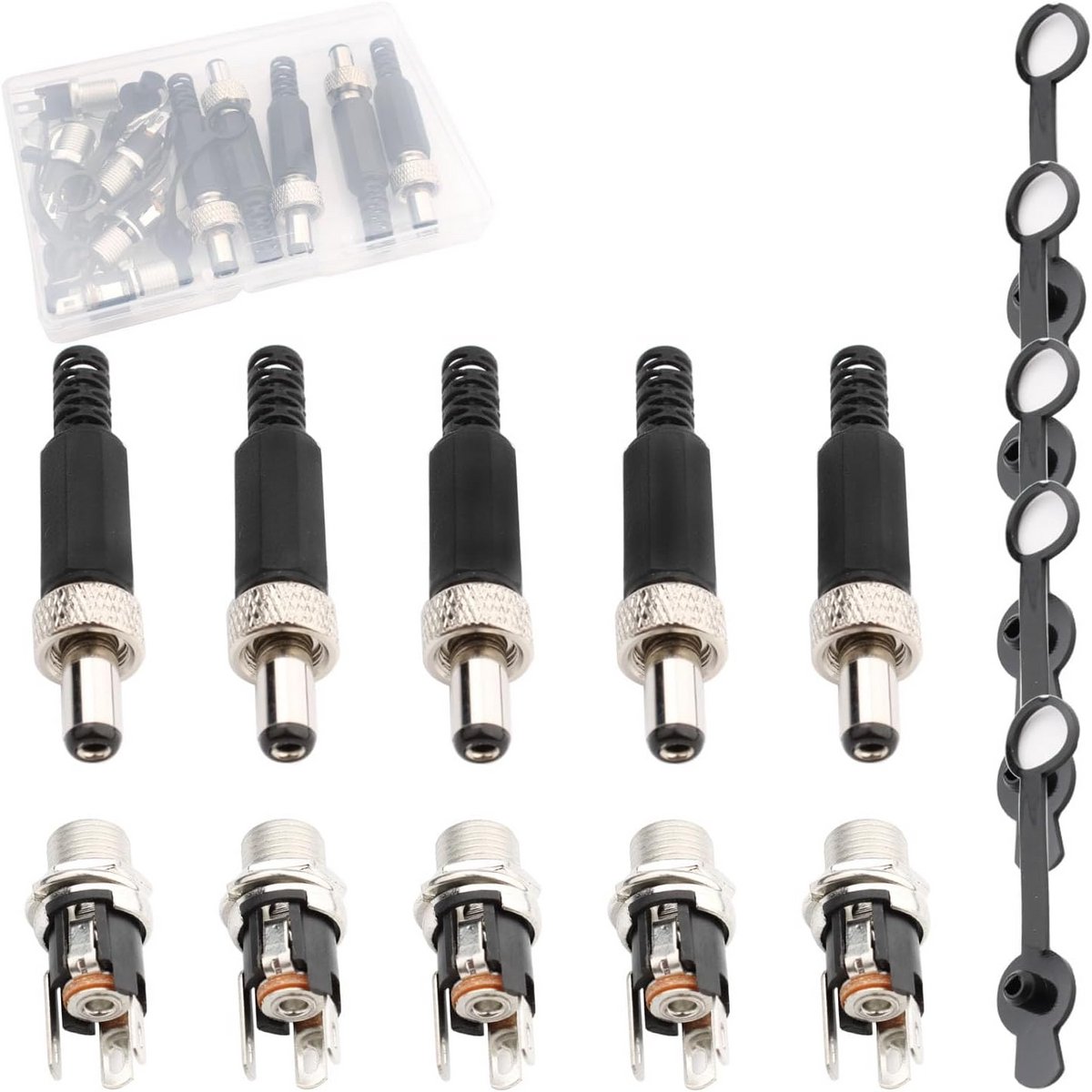 5 Sets 5.5 x 2.1mm DC Stroomconnector Barrel Jack Panel Montage voor Beveiligingscamera Adapter