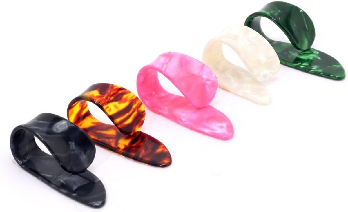 5 Stuks Gitaar Plectrums Set - Parelmoer Look - Verschillende Dikte's voor Gitaar en Bas