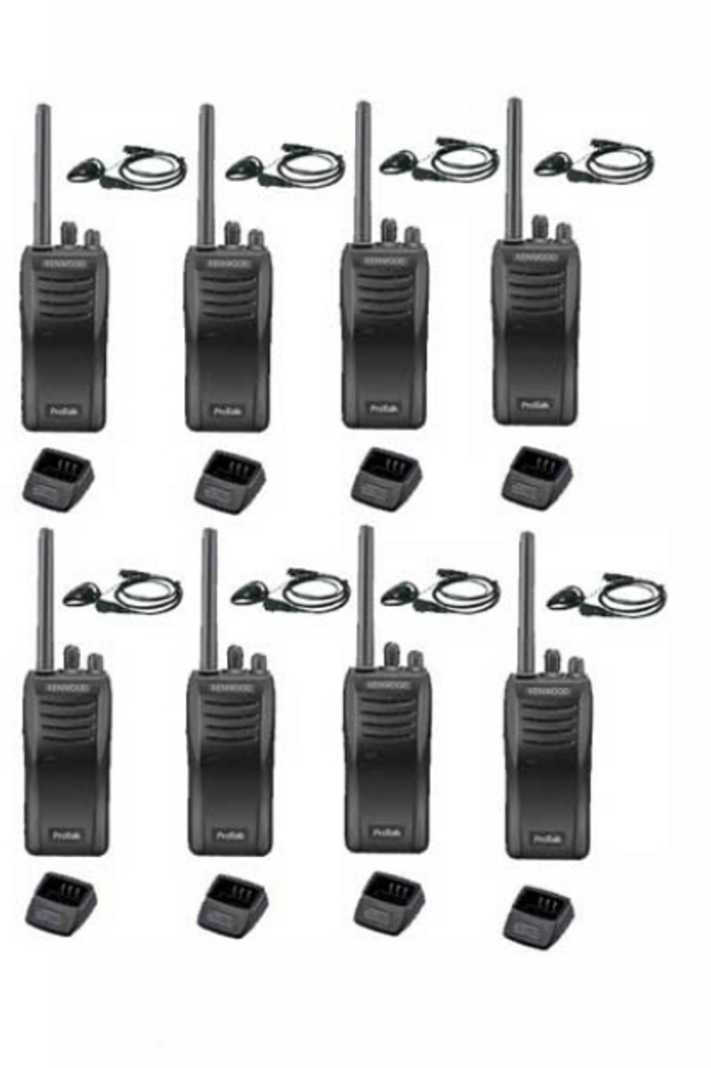 Set van 8 stuks Kenwood TK-3501 met D-shape oortje en tafelladers