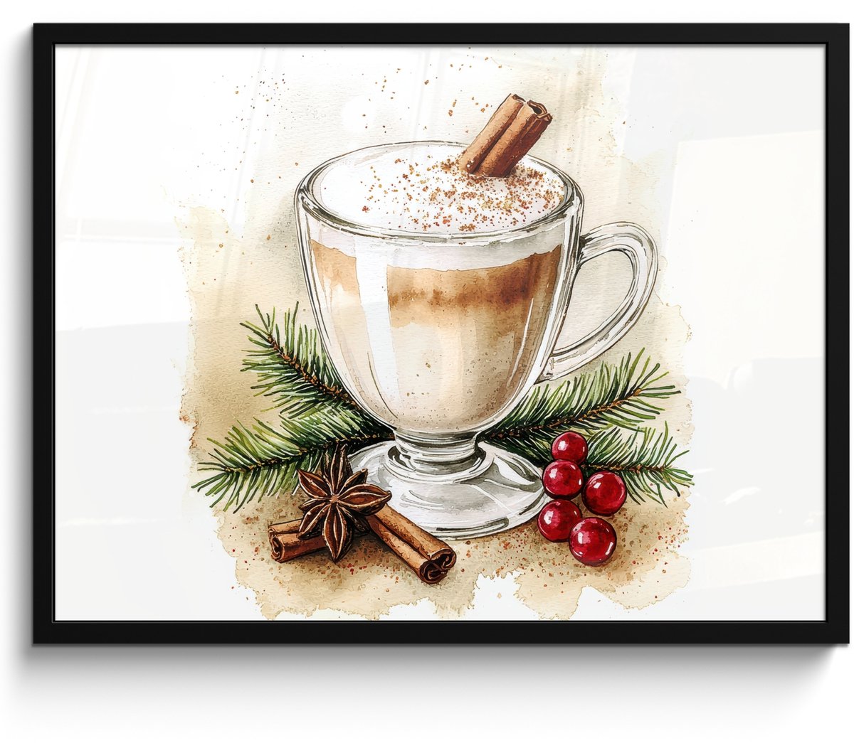 FrameYourWall Poster in lijst - Fotolijst 70x50 cm - Posters - Winter - Koffie - Warm - Decoratie - Posterlijst zwart - Decoratie - Wanddecoratie woonkamer - Muurdecoratie slaapkamer