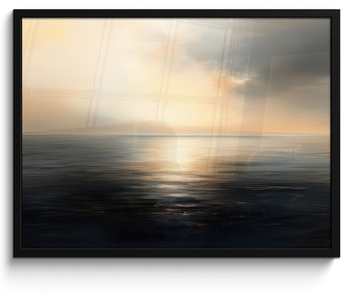 FrameYourWall Poster in lijst - Fotolijst 70x50 cm - Posters - Zon - Horizon - Zee - Posterlijst zwart - Decoratie - Wanddecoratie woonkamer - Muurdecoratie slaapkamer
