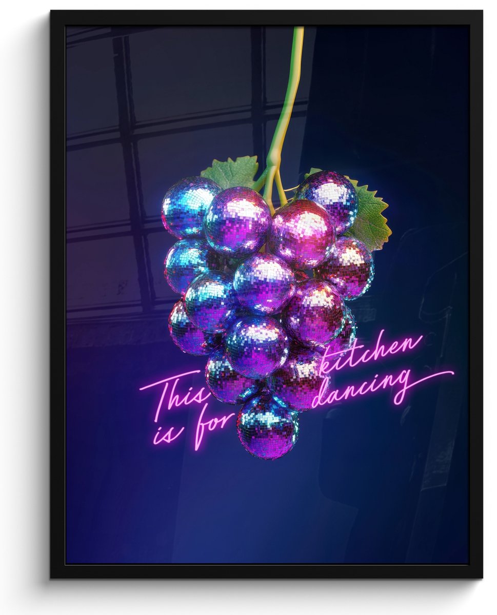 FrameYourWall Fotolijst inclusief poster - Posterlijst 50x70 cm - Posters - Quote - Neon - Disco - Druiven - Foto in lijst - Keuken decoratie muur - Wanddecoratie accessoires - Muurdecoratie - Schilderijen Multicolor