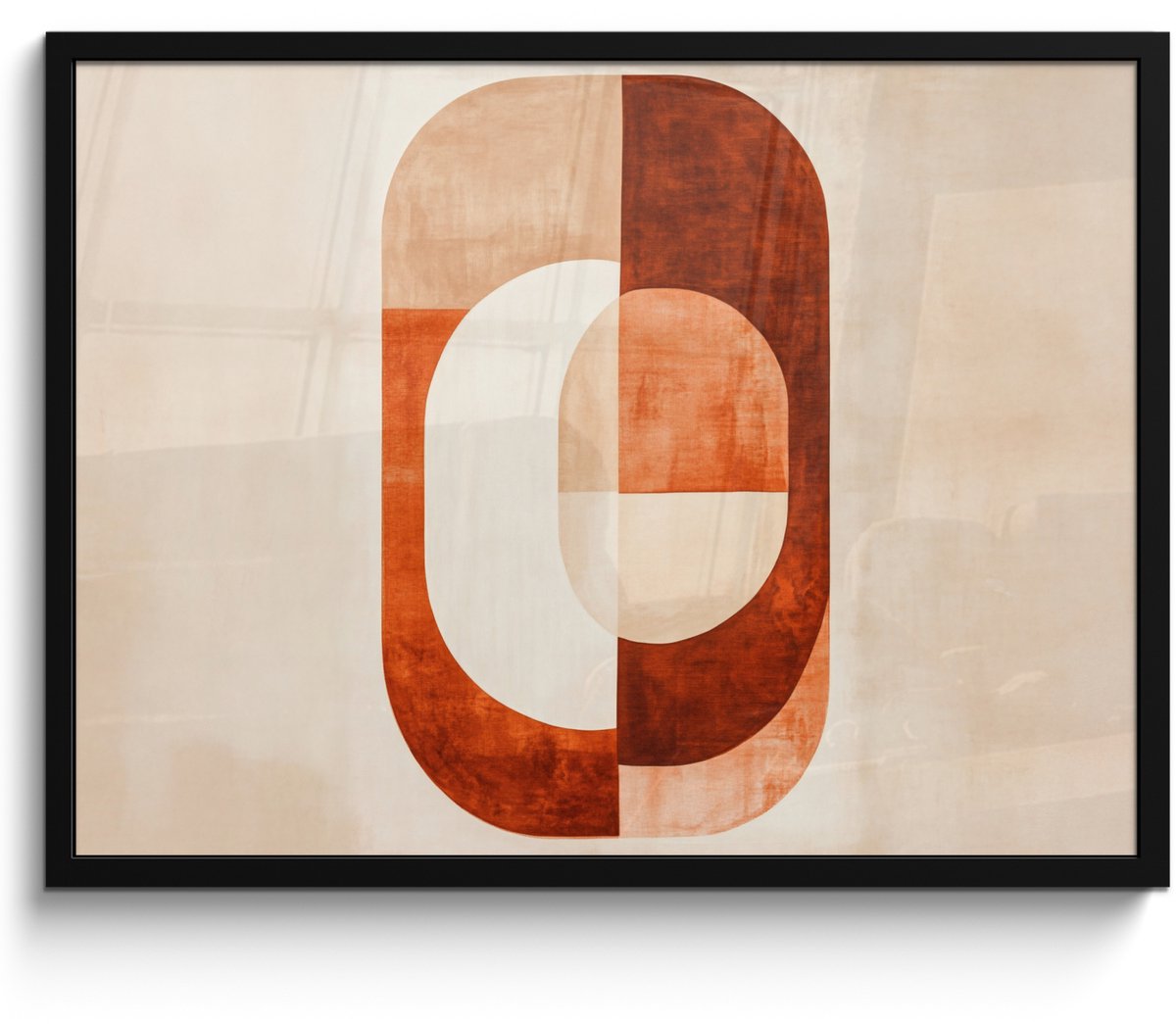 FrameYourWall Poster in lijst - Fotolijst 70x50 cm - Posters - Illustratie - Abstract - Vormen - Rood - Posterlijst zwart - Decoratie - Wanddecoratie woonkamer - Muurdecoratie slaapkamer Vormen - Abstract