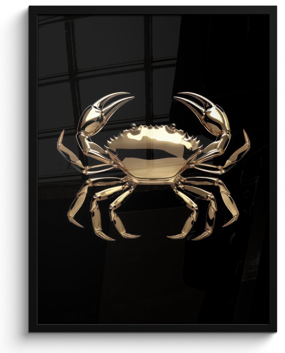 FrameYourWall Poster in lijst - Fotolijst 50x70 cm - Posters - Goud - Krab - Dieren - Zwart - Posterlijst zwart - Decoratie - Wanddecoratie woonkamer - Muurdecoratie slaapkamer