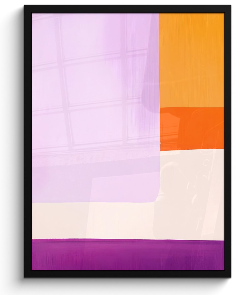 FrameYourWall Poster in lijst - Fotolijst 50x70 cm - Posters - Vlakken - Abstract - Rechthoekig - Oranje - Posterlijst zwart - Decoratie - Wanddecoratie woonkamer - Muurdecoratie slaapkamer