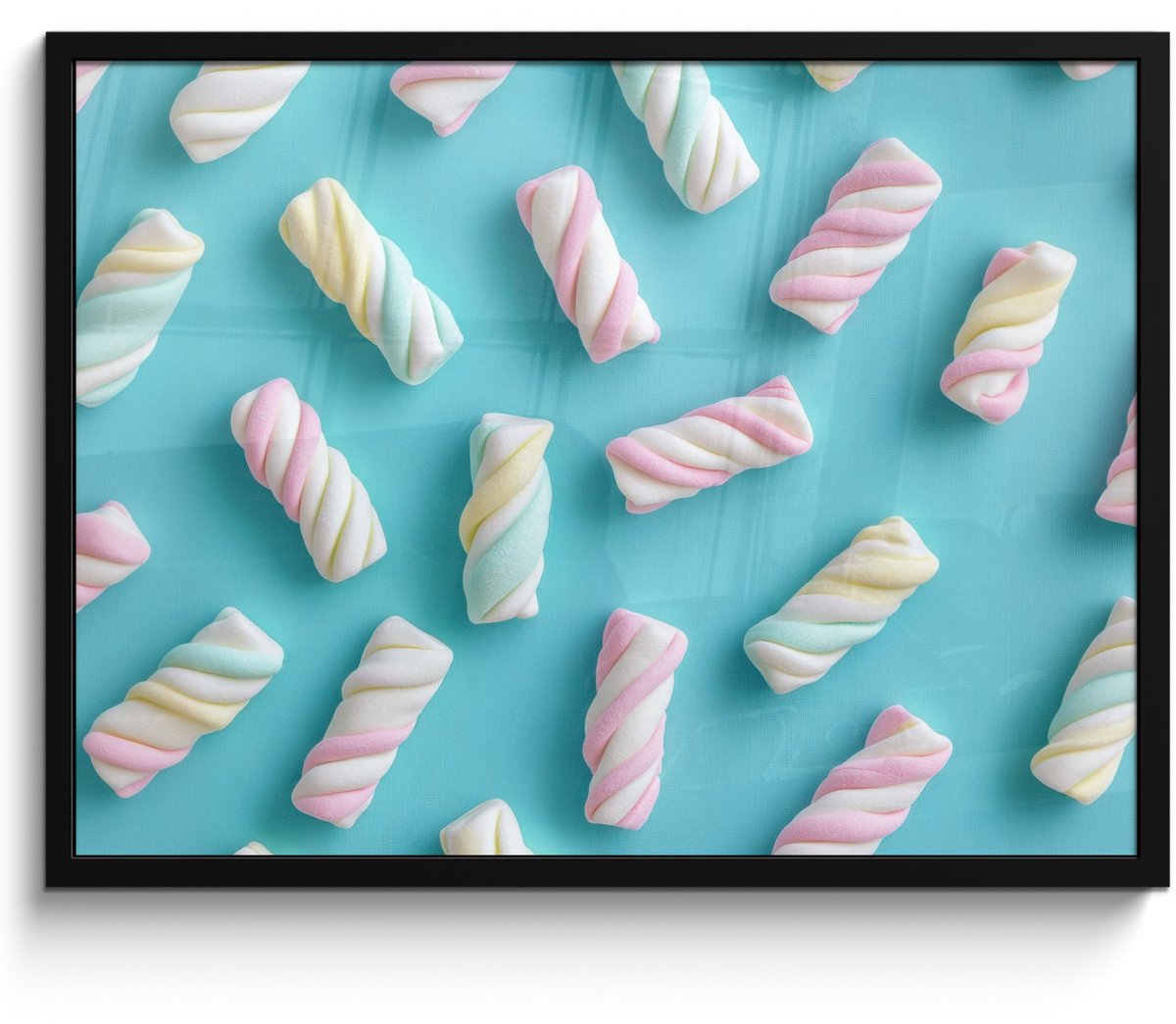 FrameYourWall Poster in lijst - Fotolijst 70x50 cm - Posters - Spekjes - Pastel - Snoep - Blauw - Posterlijst zwart - Decoratie - Wanddecoratie woonkamer - Muurdecoratie slaapkamer