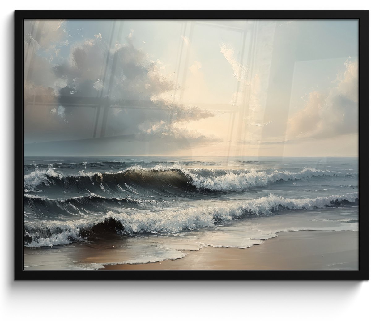 FrameYourWall Poster in lijst - Fotolijst 70x50 cm - Posters - Strand - Zee - Zonsondergang - Posterlijst zwart - Decoratie - Wanddecoratie woonkamer - Muurdecoratie slaapkamer