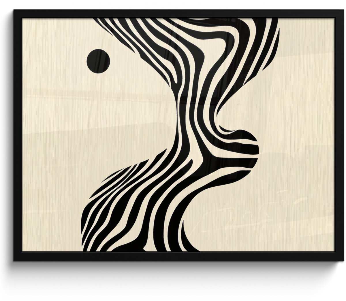 FrameYourWall Poster in lijst - Fotolijst 70x50 cm - Posters - Beige - Lijnen - Golvend - Abstract - Posterlijst zwart - Decoratie - Wanddecoratie woonkamer - Muurdecoratie slaapkamer