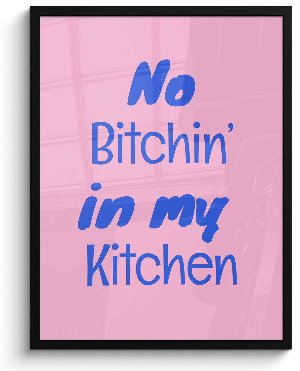 FrameYourWall Poster in lijst - Fotolijst 50x70 cm - Posters - Quote - Blauw - Lettertype - Keuken - Posterlijst zwart - Decoratie - Wanddecoratie woonkamer - Muurdecoratie slaapkamer Quote - Keuken