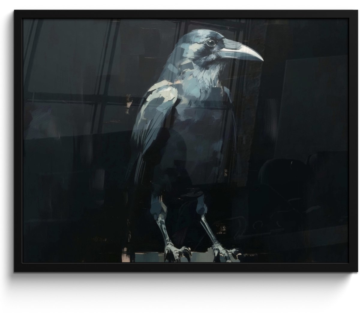FrameYourWall Poster in lijst - Fotolijst 70x50 cm - Posters - Raaf - Vogels - Zwart - Posterlijst zwart - Decoratie - Wanddecoratie woonkamer - Muurdecoratie slaapkamer