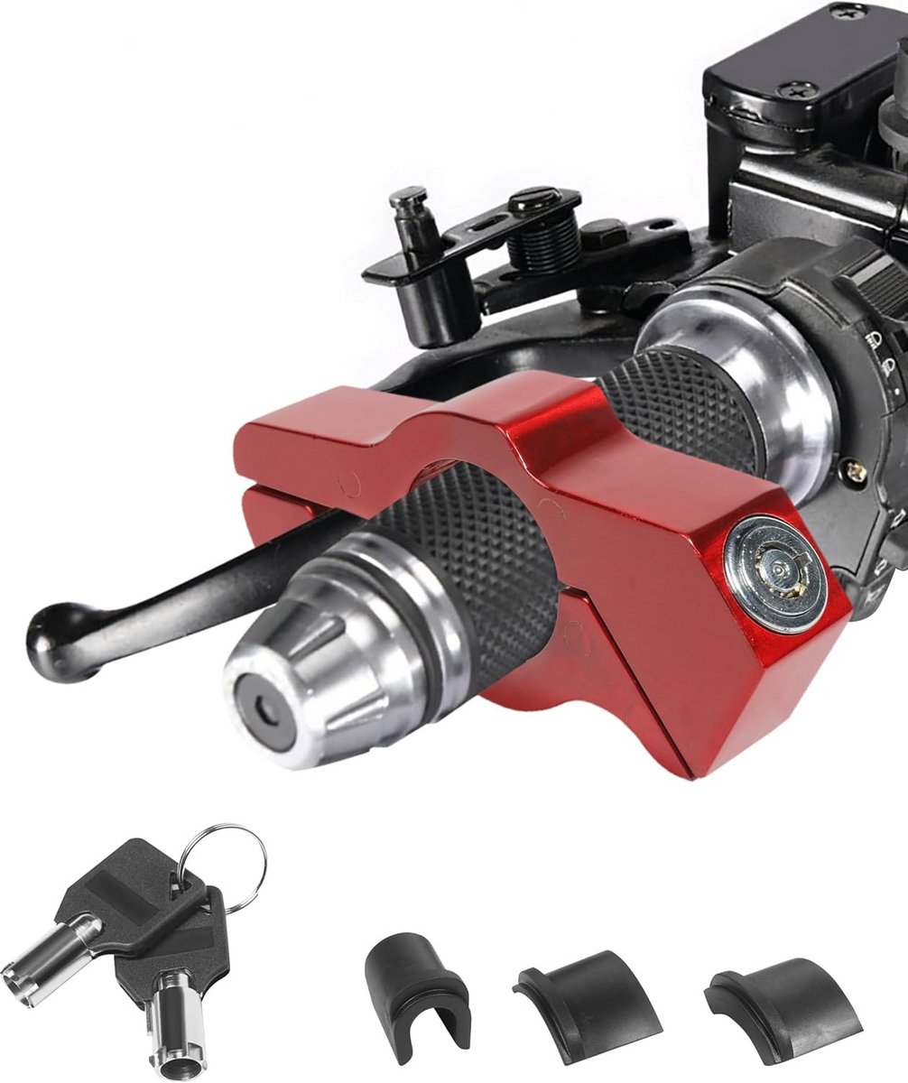 Verstelbaar Heavy-Duty Motorslot voor Stuur - Rood Anti-Diefstal Remhendel Slot
