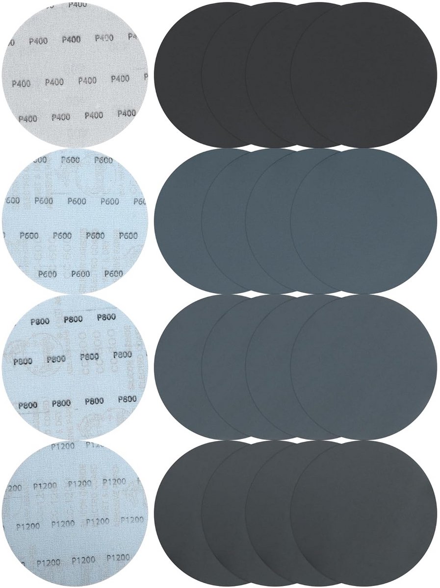 Set van 40 Schuurschijven voor Polijsten 150 mm - Korrel 400 t/m 1200 Siliconencarbide
