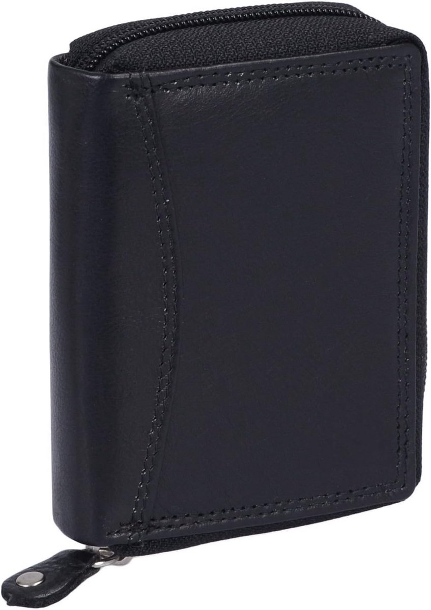Zwarte Leren Cardhouder met Ritssluiting voor Creditcards en Pasjes