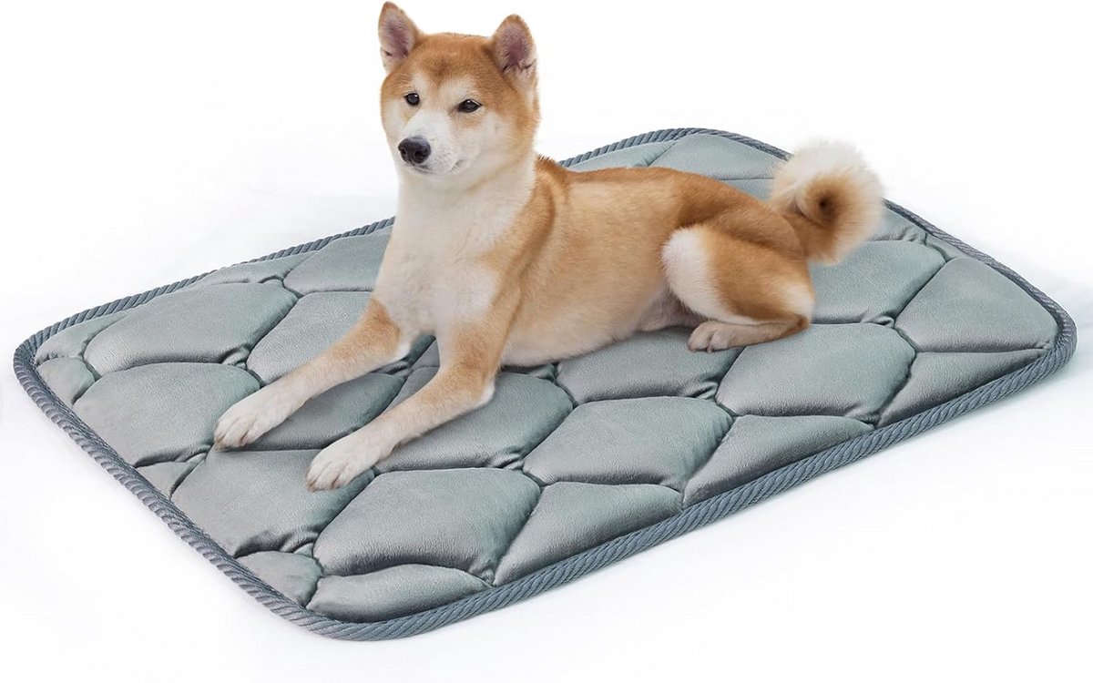Extra Dik Hondenkratmatras Wasbaar - Zacht Comfort Kussen voor Middelgrote Honden en Katten (74x46 cm, Grijs)