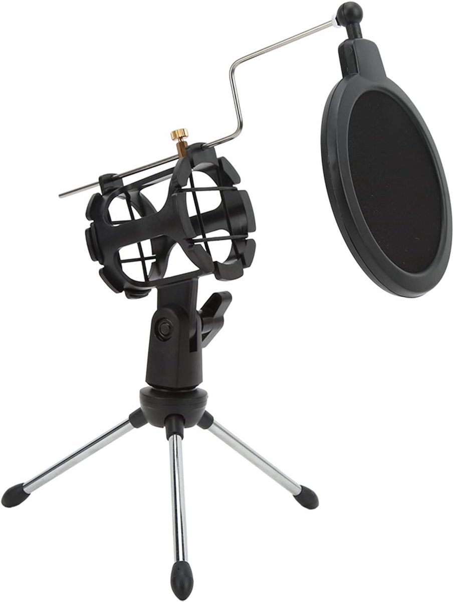 Opvouwbare Microfoonstandaard met Popfilter voor Bureaugebruik - Anti-Vibratie Statief voor Studio, Streaming en Podcasting