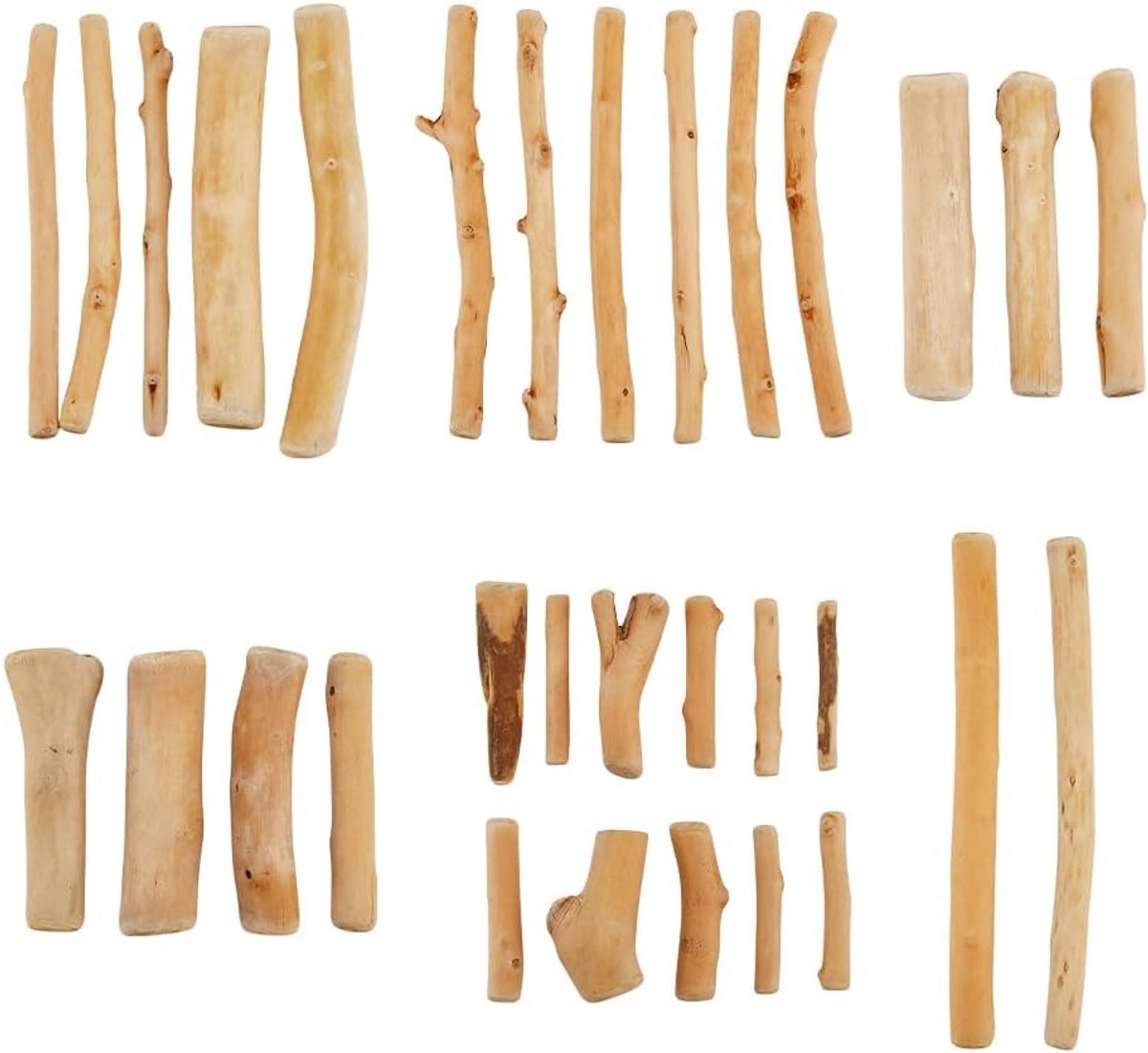Drijfhout Stukken 300 g - 6 Maten Natuurlijke Houten Stukken voor Knutselen, Ornamenten, Huisdecoratie en DIY Projecten