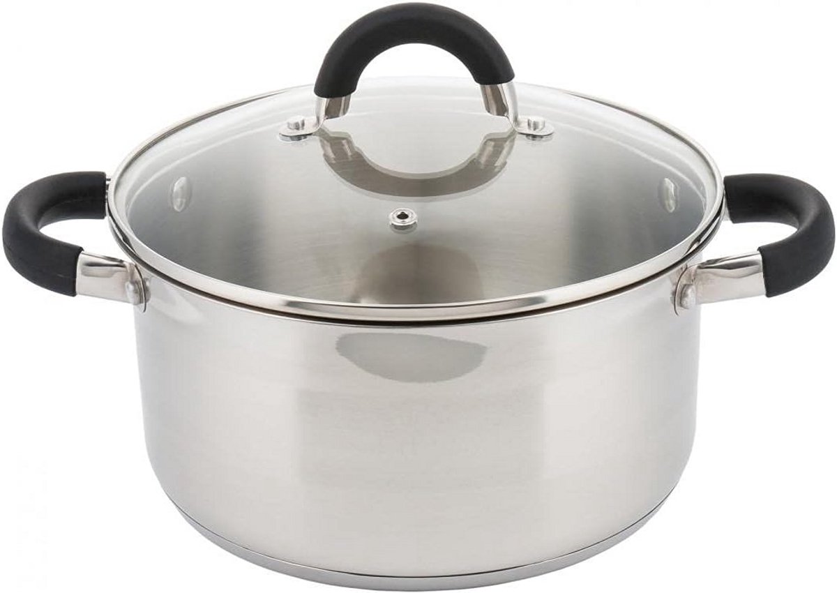 Kookpan met Deksel 18 cm voor Inductie - Gietijzeren Pan met Glazen Deksel