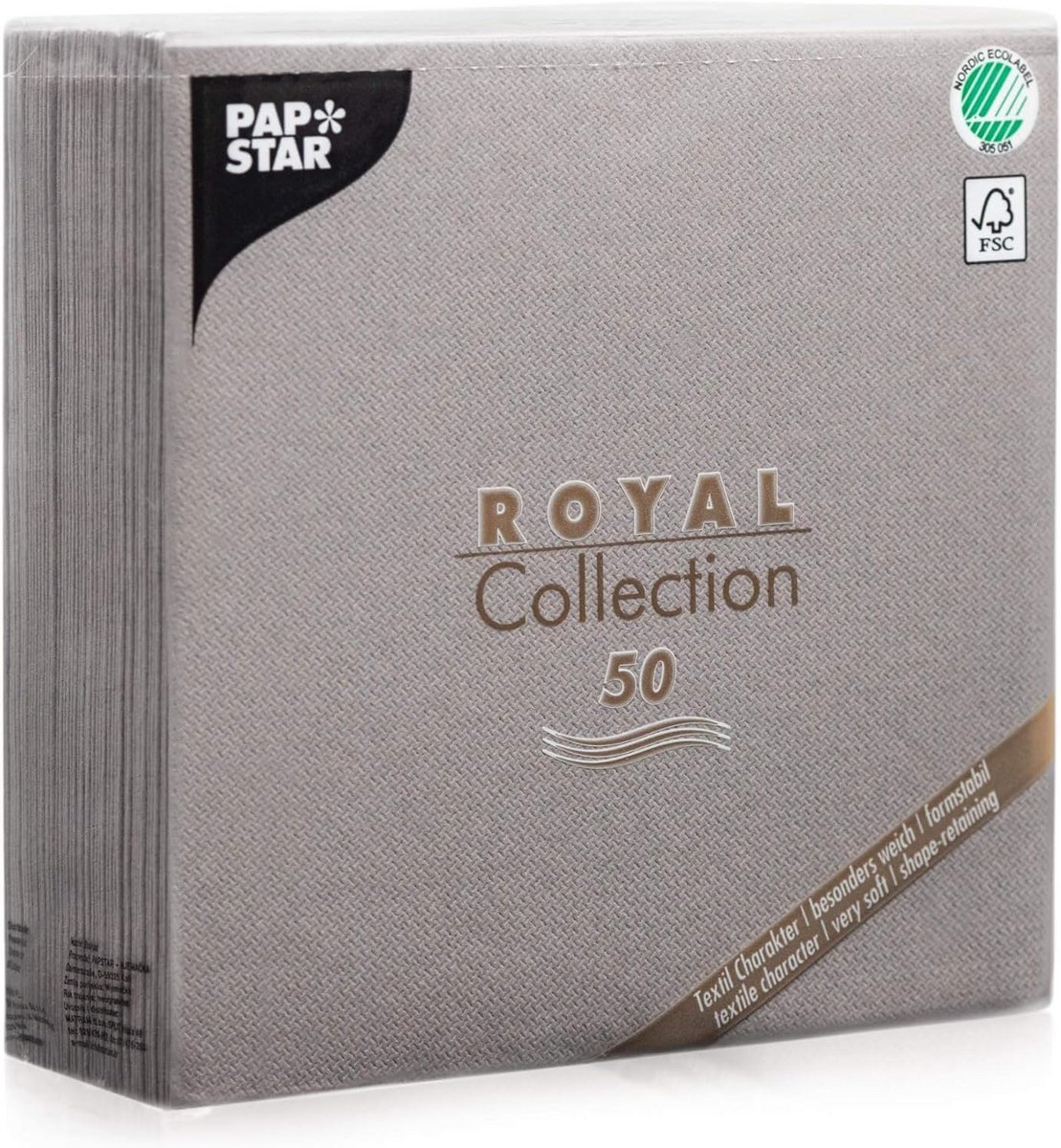 50 Luxe Servetten 1/4 Vouw 40x40 cm Grijs Stoflook Premium