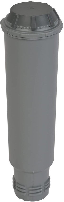 Grijze Claris Aqua waterfilterpatroon met een grijze dop en geribbelde onderkant.