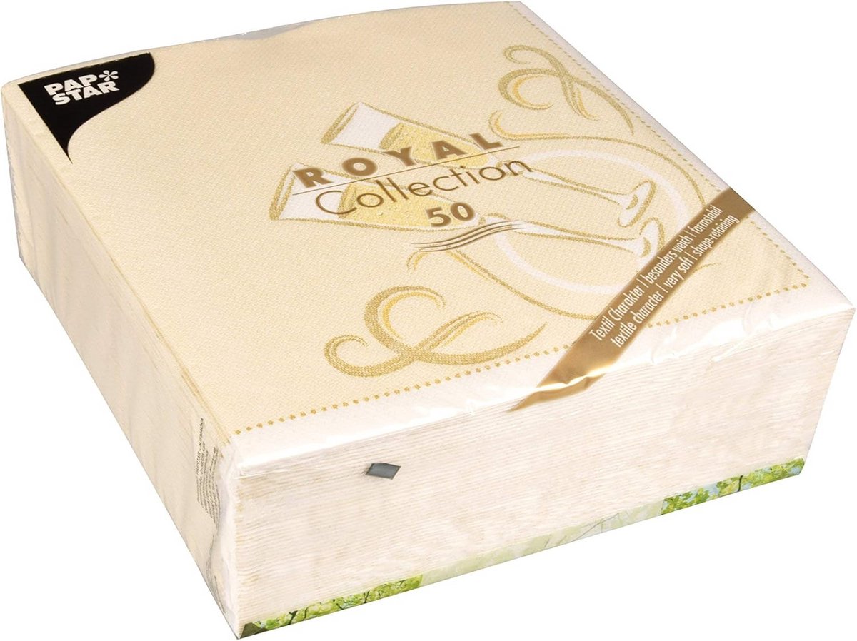 50 gouden servetten 40x40 cm 1/4-vouw met 'Festive Moments' motief
