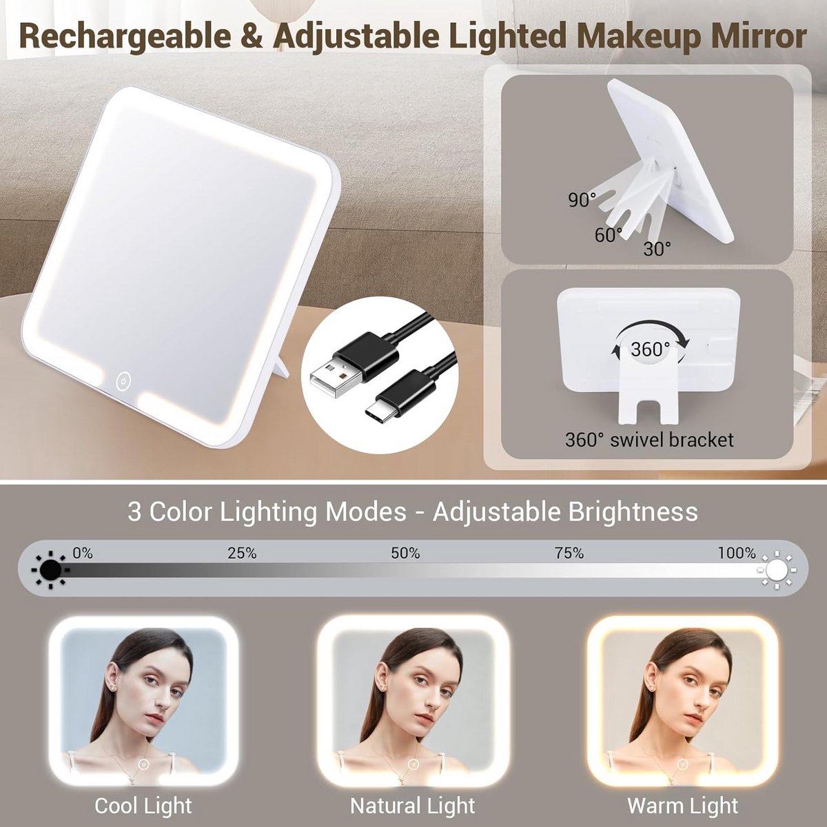 Reis make-up koffer met LED spiegel en verlichting
