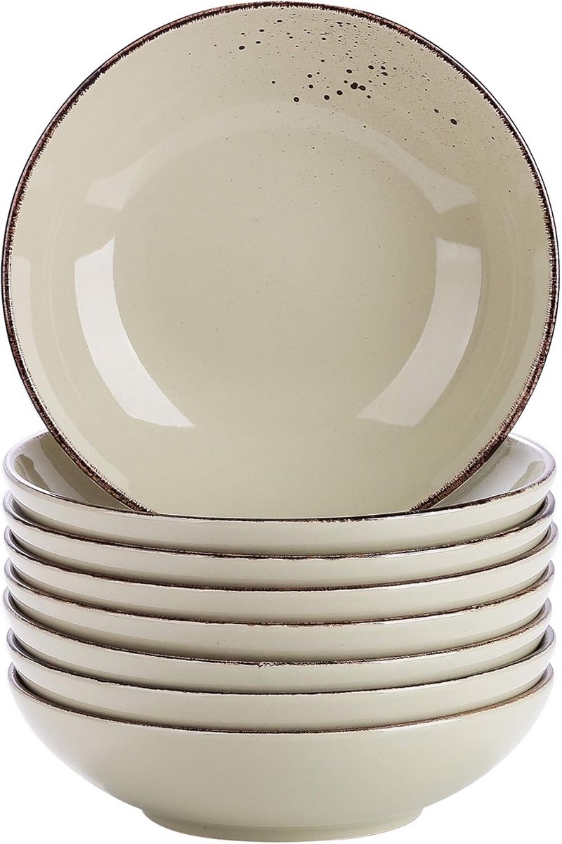 8-Delig Porselein Servies - Soepborden & Saladekommen 700 ml - Magnetron & Vaatwasser Geschikt