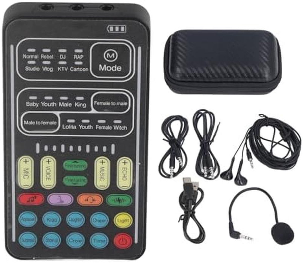 Draagbare Stemvervormer met Bluetooth 5.0 en 8 Geluidseffecten voor Telefoon, PC en Laptop