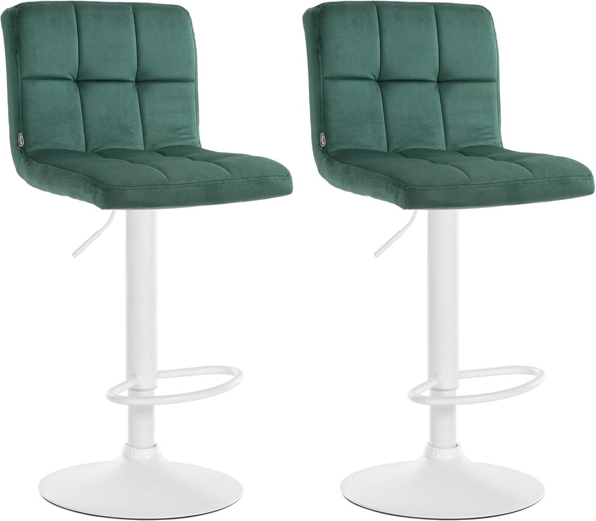 Set van 2 Barkrukken met Rugleuning en Voetsteun - Verstelbaar Fluweel Barstoelen