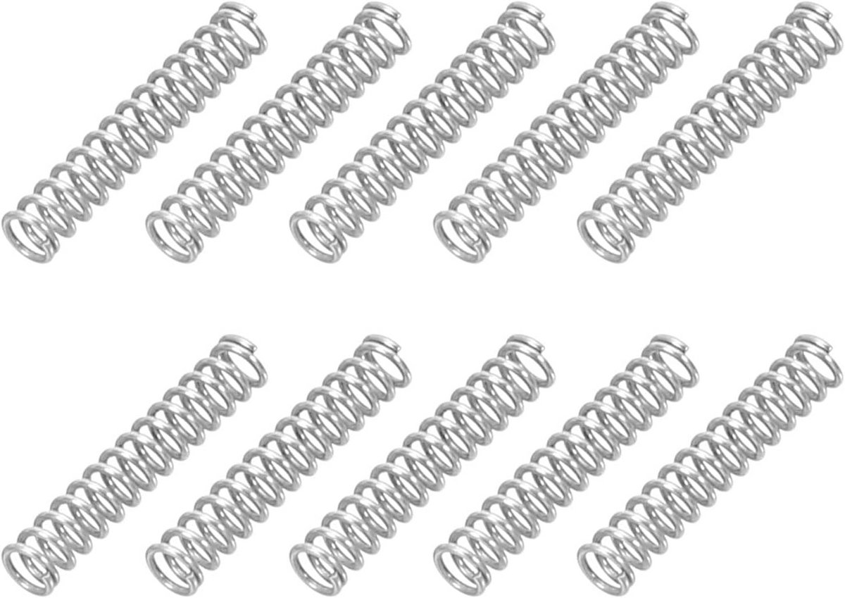 10x Kleine Drukveren RVS 304 - Verlengveren 0.3mm Draaddiameter x 2mm Buitendiameter x 10mm Lengte