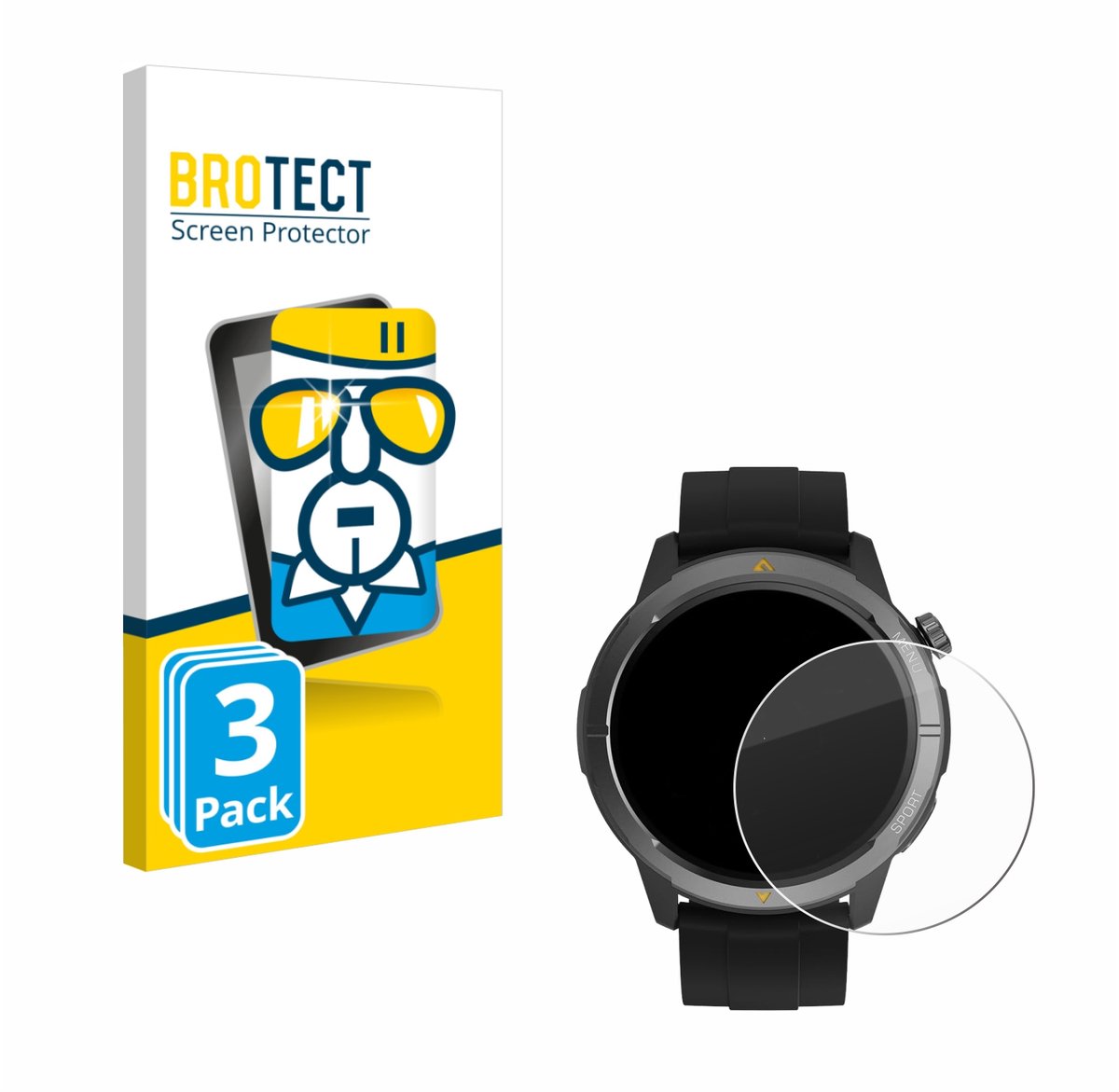 BROTECT - Glas Screenprotector voor AGM Legion Watch 1.43" - Gehard Beschermglas 9H 3 Stuks