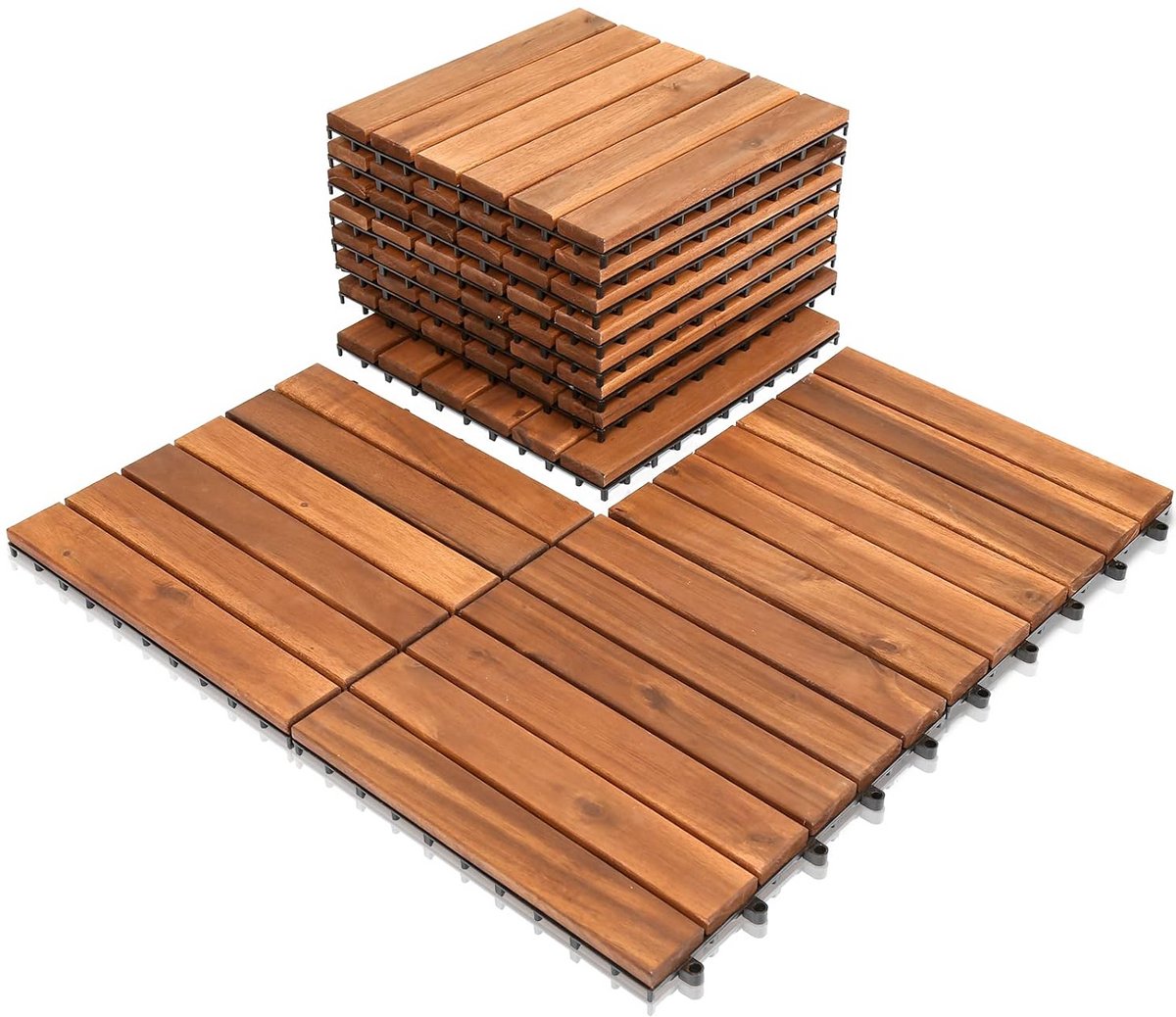 110 Stuks Houten Terrastegels van Acaciahout - 10m² - Balkon- en Tuintegels 30x30cm