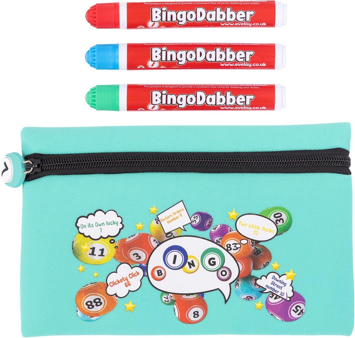 Bingo Dabber Opbergsleutelset met 3 Kleurrijke Markers en Bingobord