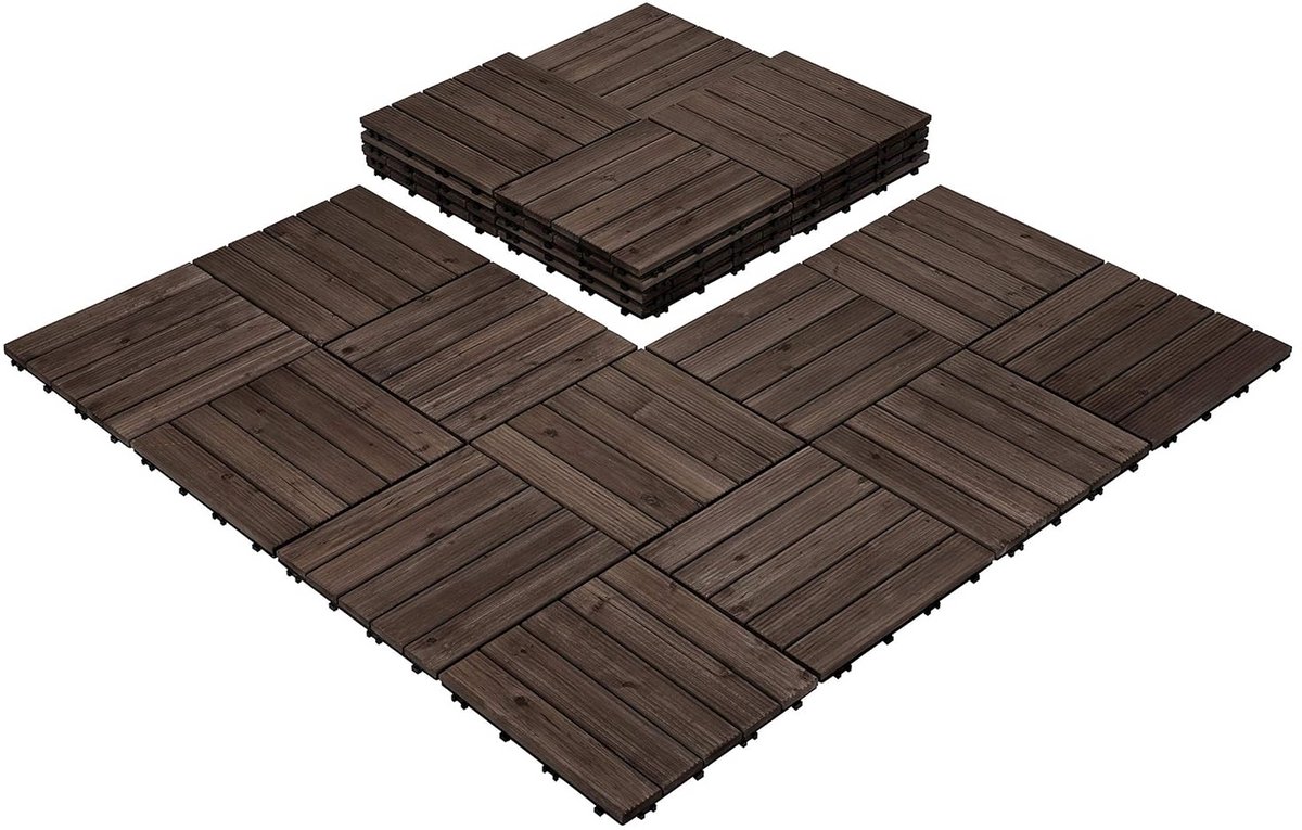 27x Houten Tegels 30x30 cm voor Balkon en Buiten met Drainage Systeem