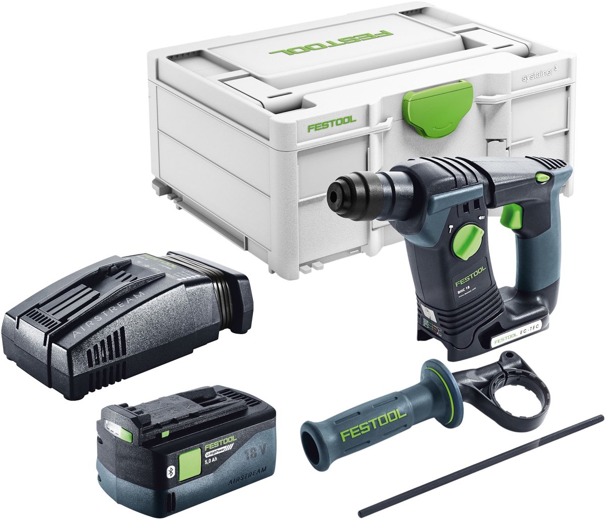 Festool BHC 18-Basic accu-boorhamer 18 V 1,8 J SDS Plus Brushless + 1x accu 5,0 Ah + snellader + Systainer
