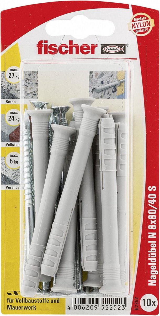 Nagelpluggen met Verzonken Kop (8x80mm) - 10 Stuks - Voor Houten Constructies Binnenshuis