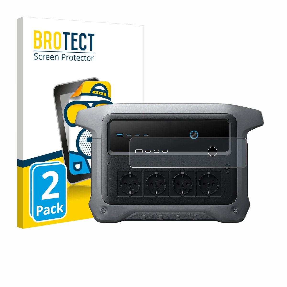 BROTECT - Screenprotector voor Anker SOLIX C1000 Gen 2 - Folie Beschermfolie matte 2 Stuks