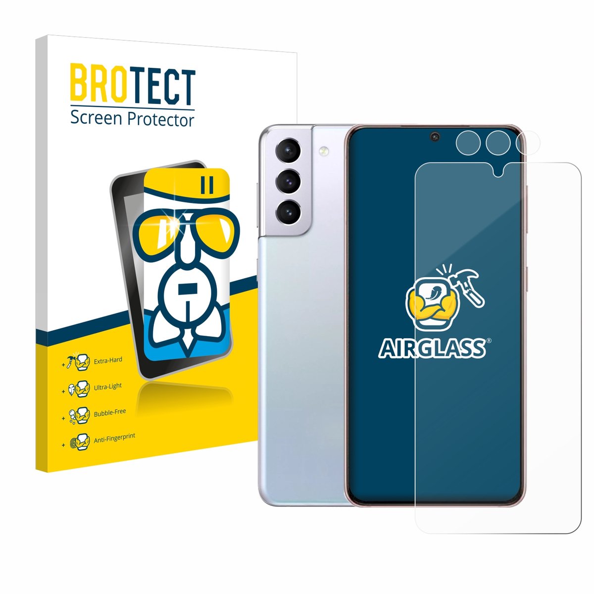 Screenprotector voor Samsung Galaxy S21 (Voor+Camera) Beschermglas transparant