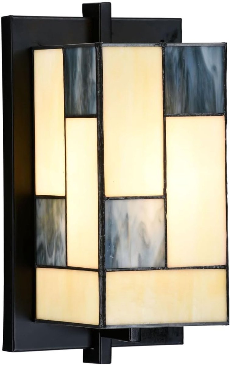 Sfeervolle Tiffany Wandlamp met Geometrisch Glas in Mondriaan Stijl