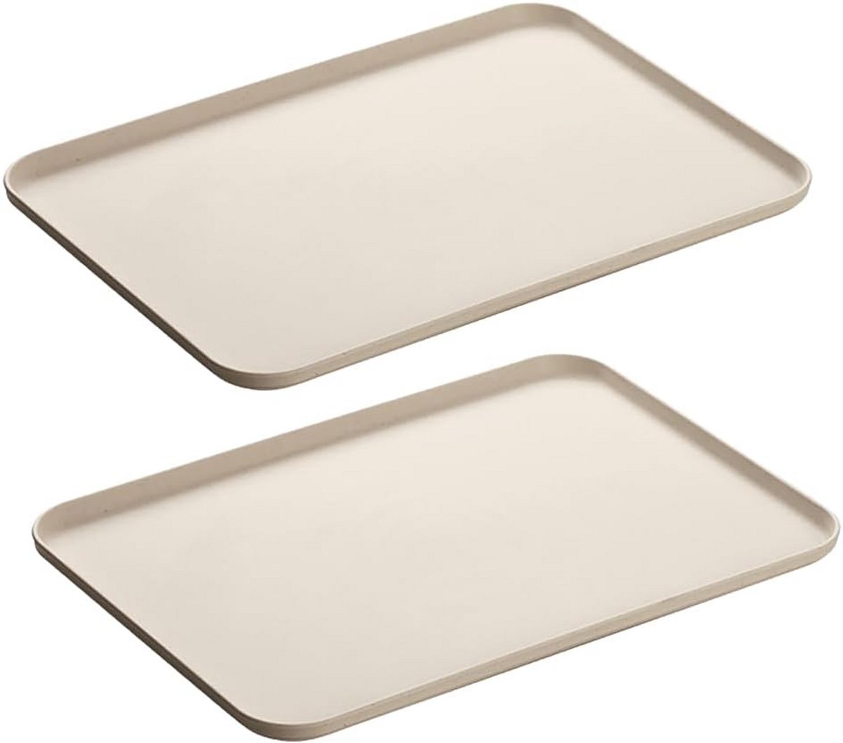 Set van 2 Rechthoekige Dienbladen Beige - Serveer- en Ontbijtdienblad