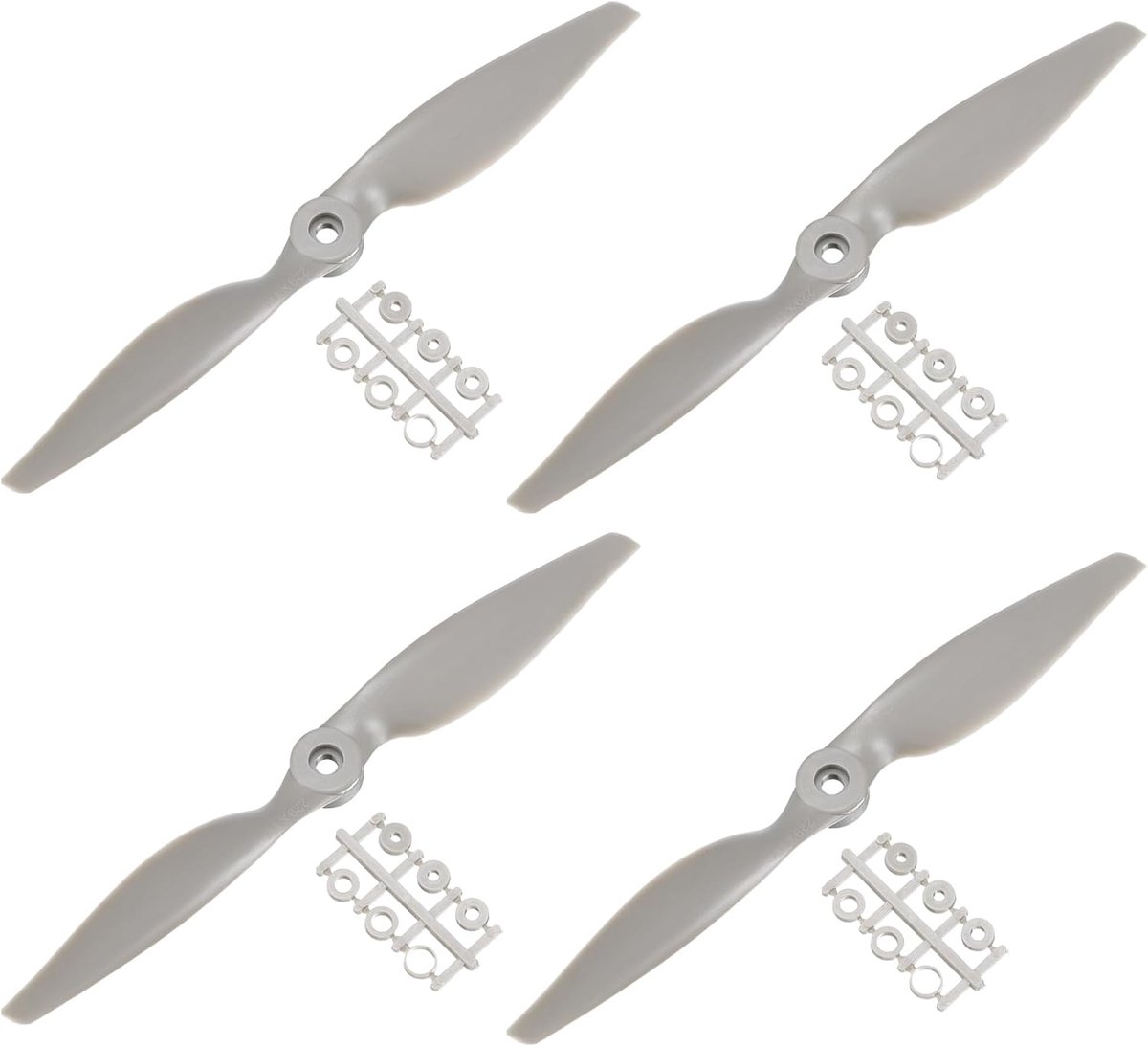 2-Blads Propeller voor RC Vliegtuigen - 10x5 Inch - Inclusief Adapterringen - Grijs - 4 Stuks