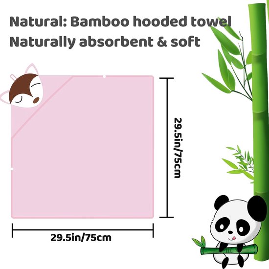 Zachte Bambo Lief Dier Badcape Met Capuchon - Absorberende Babyhanddoek — afbeelding 4