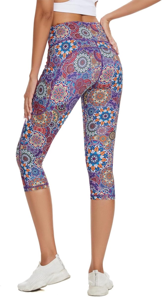Dames Sportlegging Capri met Hoge Taille en Zakken - Tummy Control Fitness Legging — afbeelding 4