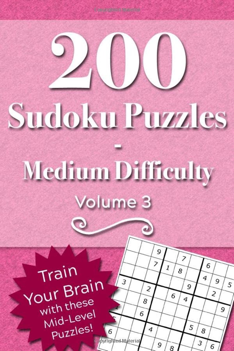 Sudoku Puzzelboek - Hersenkrakers - Mentale Training - 200 Middelzware Puzzels - 6x9 Inch