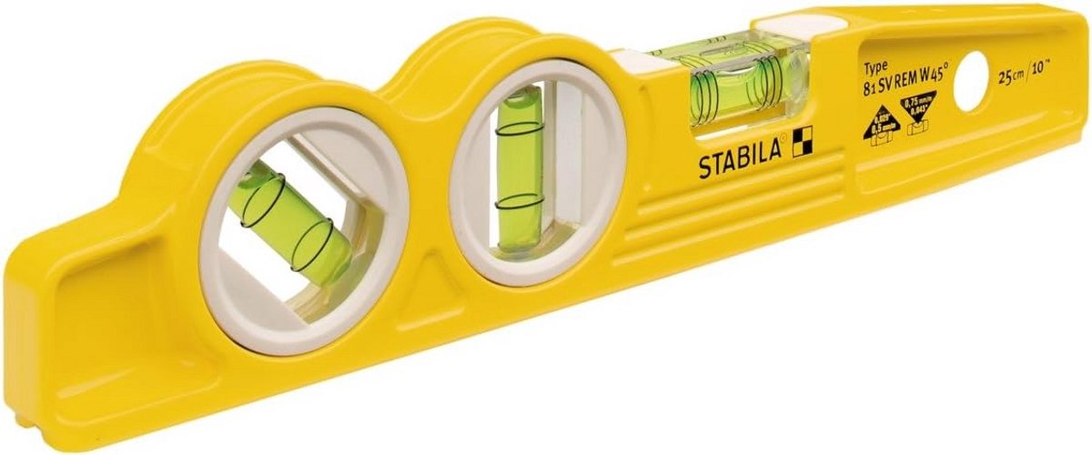Waterpas Torpedo - Magnetische Waterpas - Precies Meten - Met V-groef - 25cm Lengte - Geel
