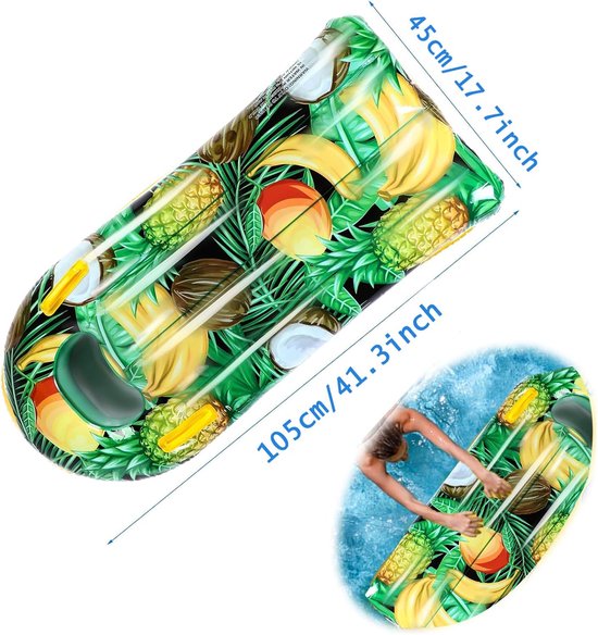 Opblaasbare ligstoel - Zwemband vlot - Ontspannen in water - Hawaii fruit design - 105 x 45 cm — afbeelding 4